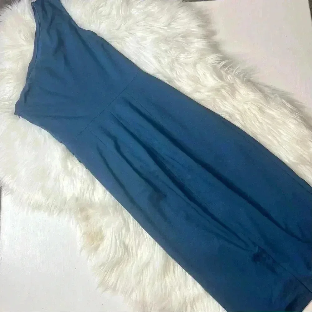 Dress The Population Blue One Shoulder Peacock Teal Blue Dress - Picture 4 of 12